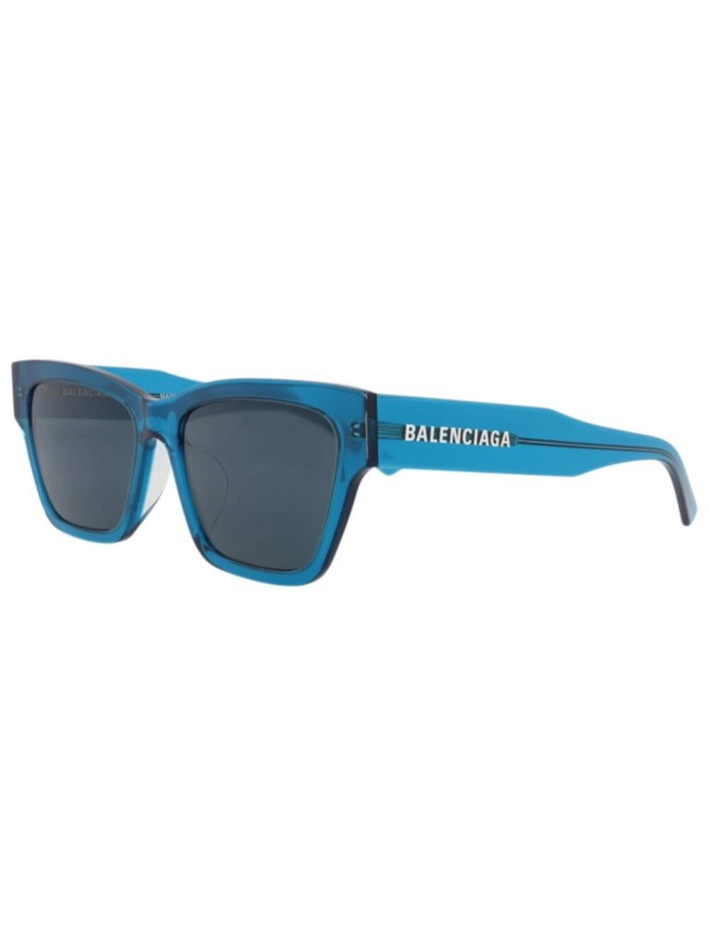 New Balenciaga Women's Sunglasses Square Rectangle Recycled Acetate Frame Blue
